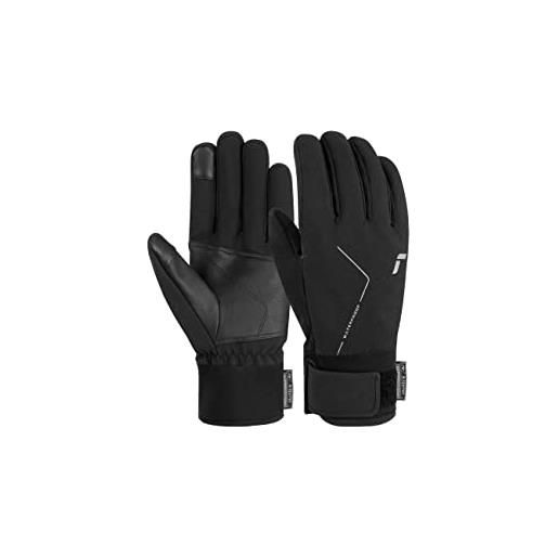 Reusch diver x r-tex xt touch-tec - guanti sportivi impermeabili, antivento, traspiranti, per corsa, ciclismo, escursionismo, touch screen, 9,5, colore: nero/argento
