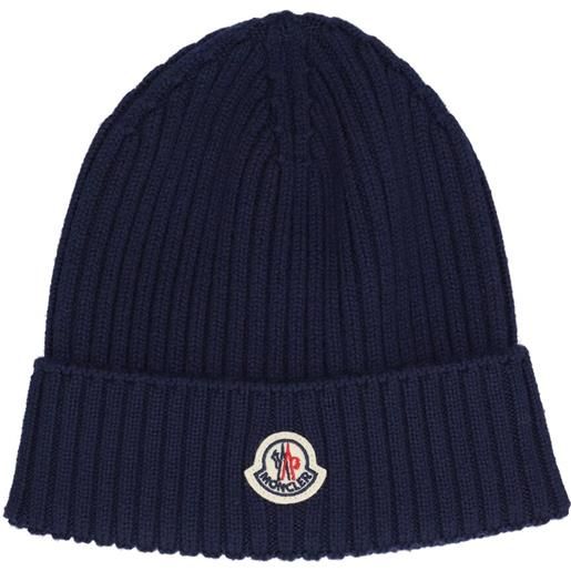 MONCLER cappello beanie in lana extrafine con logo