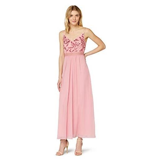 TRUTH & FABLE marchio amazon - TRUTH & FABLE maxi dress in chiffon donna, rosa (paillette a forma di foglia). , 38, label: xxs