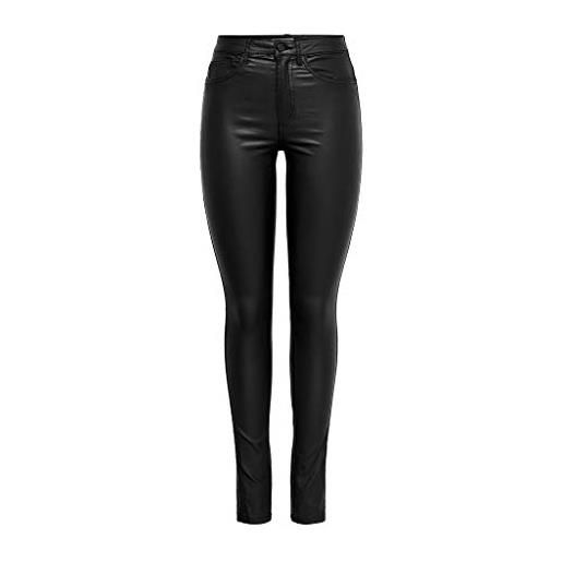 Only onlroyal hw sk rock coated pim noos jeans skinny, grigio (black), w30/l34 (taglia produttore: large) donna