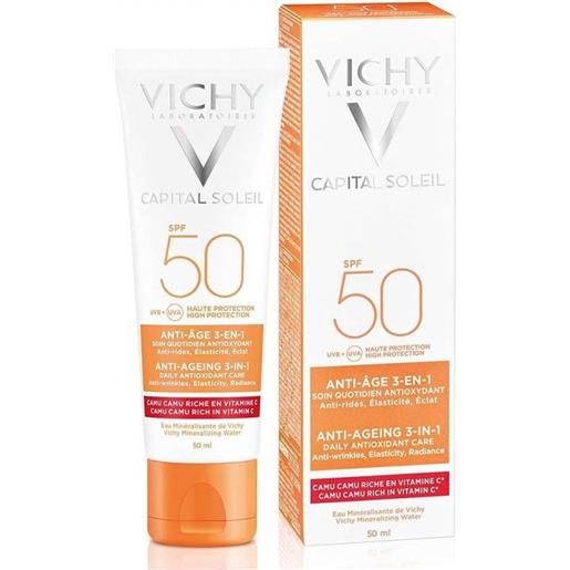 Vichy capital soleil crema solare viso anti-età spf50 antiossidante illuminante 50 ml