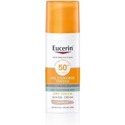 Eucerin sun gel-cream oil control tinted spf50+ medium crema solare viso colorata per pelle grassa 50 ml