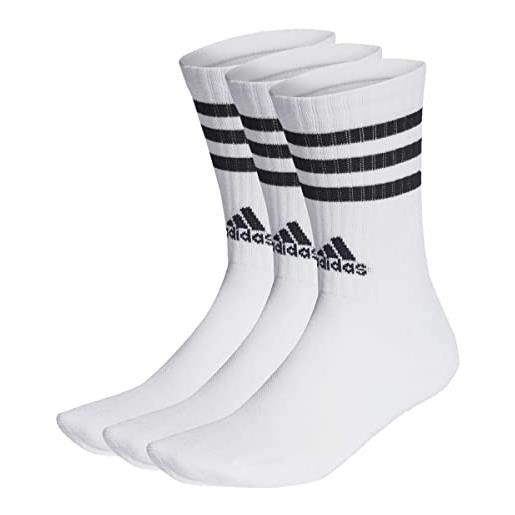 adidas 3-stripes cushioned crew socks 3 pairs, calzini unisex - adulto, white/lucid cyan/lucid lemon/lucid pink, xxl (pacco da 3)