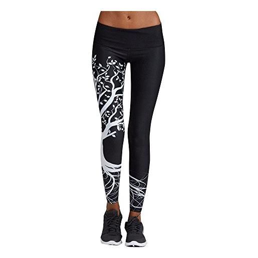 VICGREY 🍒yoga sport pants, donna yoga donna leggins fitness pantaloni pantaloni sportivi con pantalone da yoga leggings con stampa vegetale (s, nero)