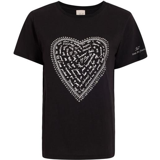 Cinq A Sept t-shirt love letter heart con stampa - nero