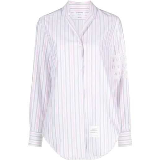 Thom Browne camicia a maniche lunghe con dettaglio a 4 righe - bianco