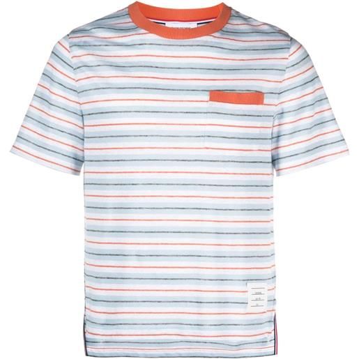 Thom Browne t-shirt con dettaglio a righe - blu