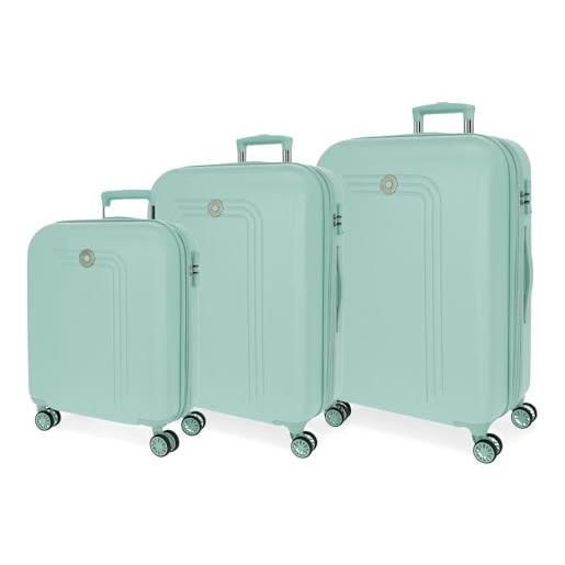 MOVOM riga set di valigie blu 55/70/80 cm rigida abs chiusura tsa 217l 10,88 kg 4 ruote doppie bagaglio a mano, blu, taglia unica, set di valigie