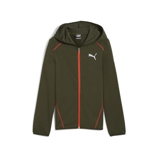 PUMA active sports hoodie full-zip tr b - sudore ragazzi, dark olive, 681808