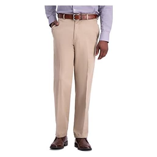 Haggar work to weekend pro relaxed fit flat front pant pantaloni, toast, 34w x 32l uomo