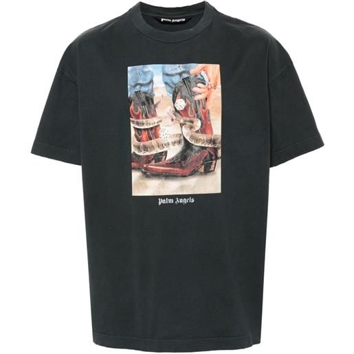 Palm Angels t-shirt con stampa western - grigio
