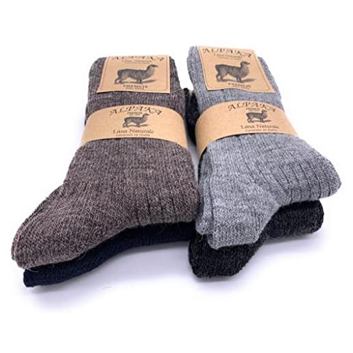 Frencis calzini unisex in lana alpaca, corti al polpacchio, calze termiche in doppio filato di lana (conf. 4 paia) (4 paia, 35-40)