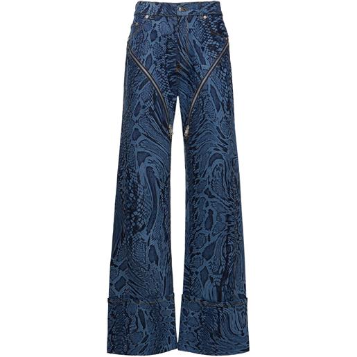 MUGLER jeans vita alta snake in denim con zip