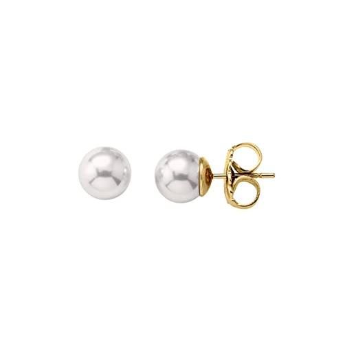 Majorica - orecchini lyra con perle bianche - collezione eternal - elaborati in argento dorato - perle tonde da 9 mm - chiusura a perno - gioielli da donna