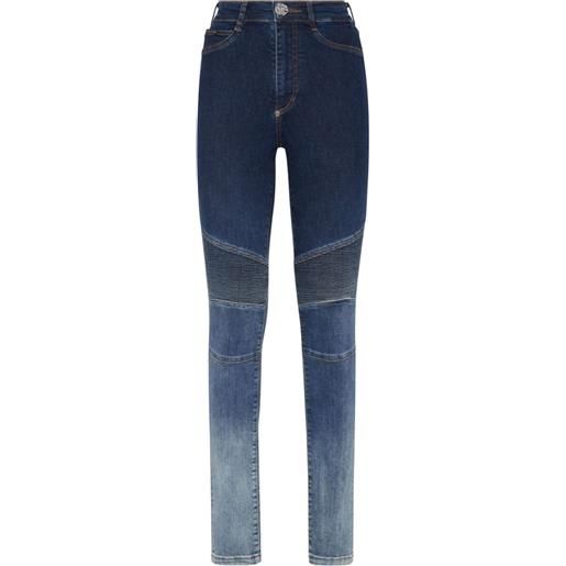 Philipp Plein jeans skinny con applicazione logo - blu