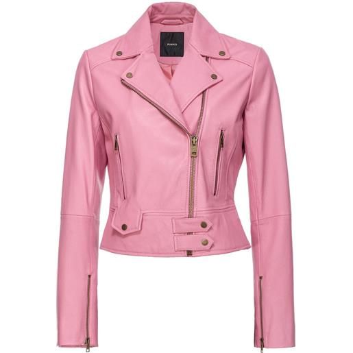 PINKO giacca biker in pelle - rosa