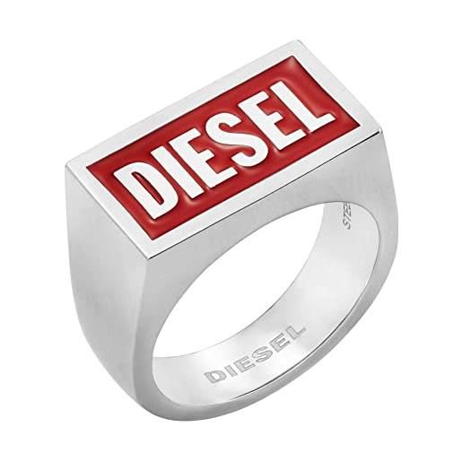 Diesel anello per uomo anello, lunghezza: 20 mm, larghezza: 20,6 mm, altezza: 11,4 mm anello in acciaio inox argento, dx1366040