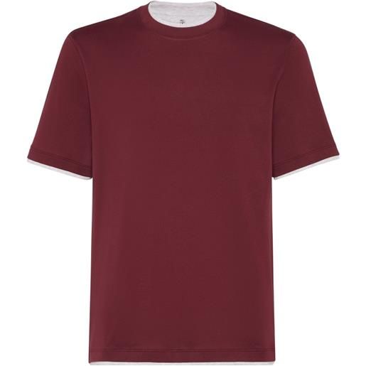 Brunello Cucinelli t-shirt con effetto a strati - rosso