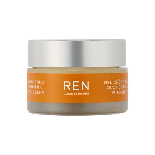 REN Clean Skincare, glow daily - crema gel alla vitamina c, idratante quotidiano per illuminare la pelle, formato da viaggio 15 ml