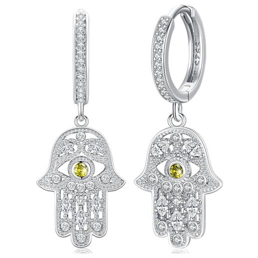 Aniu orecchini mano di fatima donna orecchini con mano di fatima argento 925 mano di fatima orecchini con occhio giallo gioielli donna mano di fatima hamsa amuleto per donne