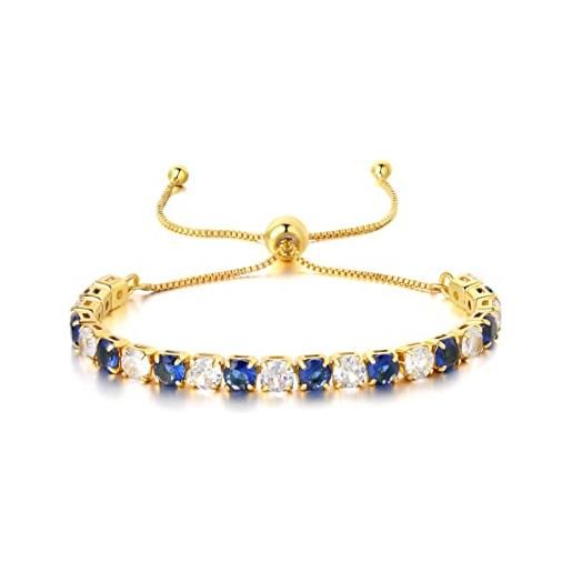 GW bracciale tennis donna braccialetto donna argento con cristallo blu di zirconi personalizzato braccialetti regalo donna bomboniere compleanno laurea mamma (regolabile, oro)