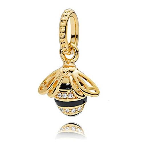 Funshoppp, ciondolo a forma di ape della regina della primavera 2018, in argento 925, adatto per braccialetti pandora originali