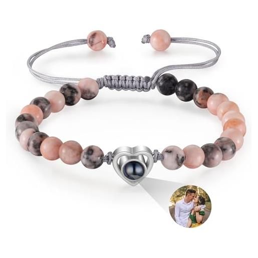 lorajewel braccialetto con foto proiettata braccialetti foto personalizzati per uomini e donne braccialetti di coppia regali personalizzati (c)