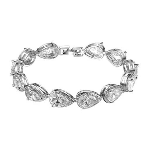 Holibanna braccialetti elastici braccialetto da tennis con zirconi cubici a forma di goccia perline placcato platino gioielli in cristallo per donna ragazza (trasparente) braccialetti