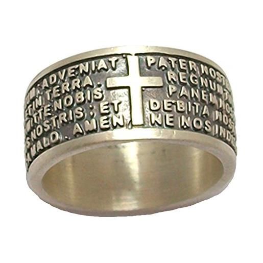 Gioielli Aurum anello uomo in argento 925‰ padre nostro preghiera latino da donna o unisex