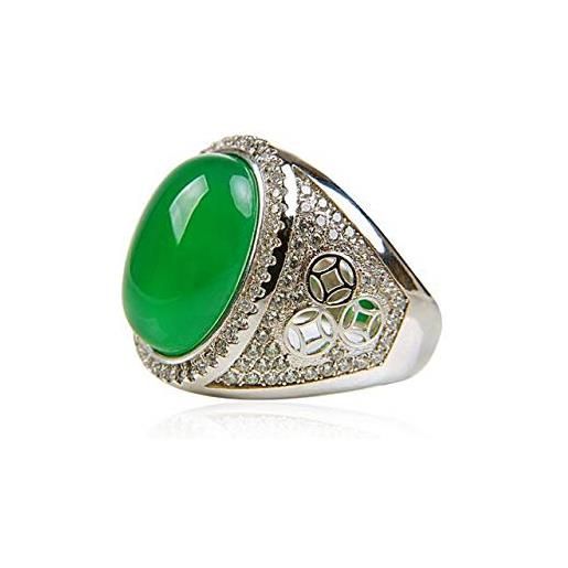 ZHIBO autentico imperatore verde ghiaccio maschio giada myelin anello 925 argento set moda semplice regalo generoso business banchetto