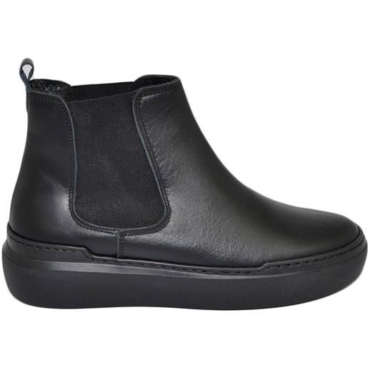 Malu Shoes beatles uomo stivaletto con elastico in vera pelle morbida nera suola gomma alta nera sportiva made in italy handmade