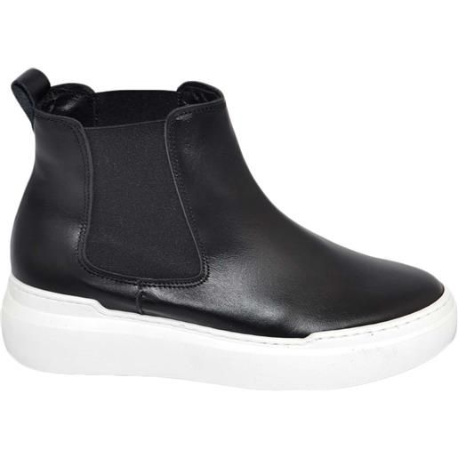 Malu Shoes beatles uomo stivaletto con elastico in vera pelle nera con gomma val bianca sportiva made in italy handmade