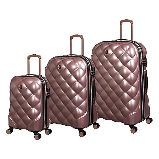 it luggage st tropez trois - set di 3 rotelle espandibili hardside a 8 ruote, oro rosa metallizzato. , 3 pc set, st tropez trois - set di 3 rotelle espandibili hardside a 8 ruote