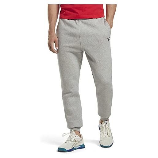 Reebok identity left leg pantaloni da jogging, medium grey heather, xl uomo