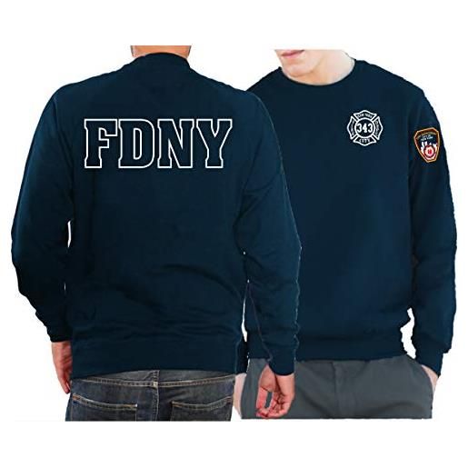 Feuer1 - felpa per allenamento, con cross, 343, new york city fire department, felpa a giacca, blu navy, s