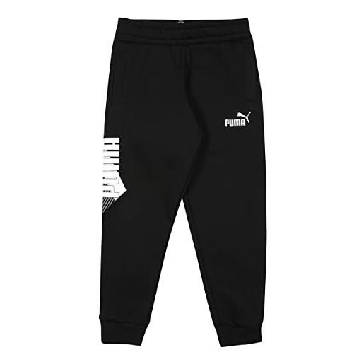 PUMA power logo sweatpants fl b pantaloni della tuta, nero, 8 anni unisex-bimbi
