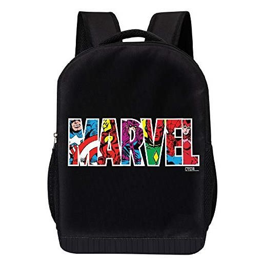 Marvel comics classic logo backpack - marvel black classic logo 18 inch air mesh padded bag (Marvel retro logo)