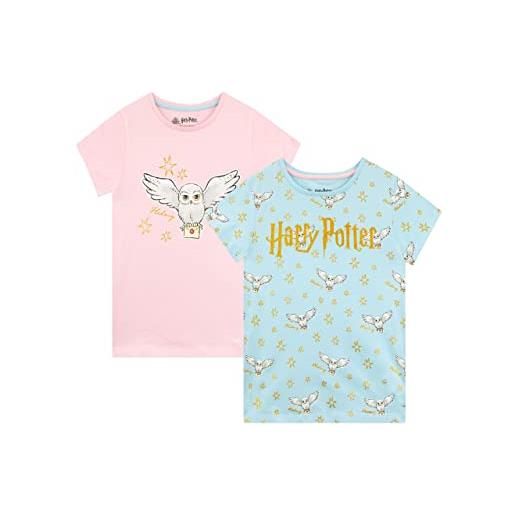 Harry Potter maglietta hedwig per ragazze confezione da 2 top a maniche corte per bambini due multicolore 5-6 anni