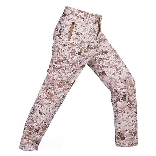 KINROCO pantaloni tattici mimetici softshell uomo fodera in pile pantaloni da militari caccia multitasche camo pantaloni(size: xl, color: desert digital)