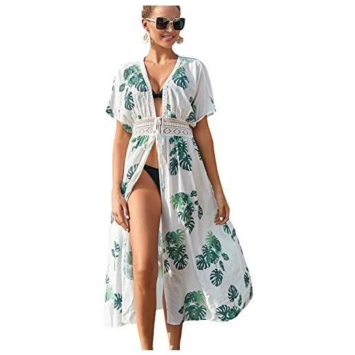 LikeJump donna bohémien cardigan vestito da spiaggia maxi kimono abito copricostume kaftan bikini cover ups