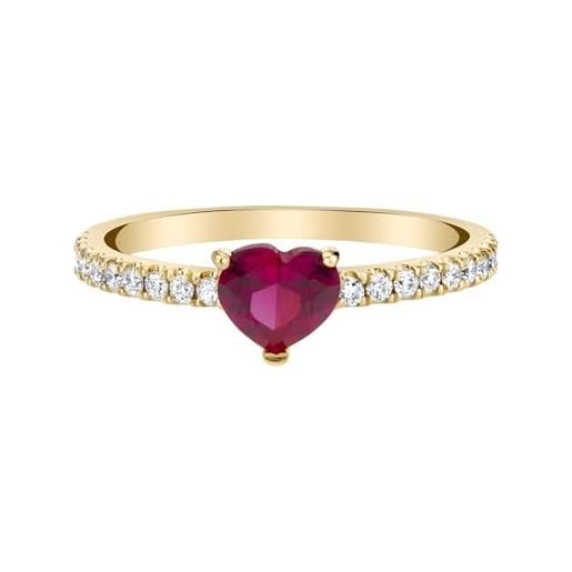 Time to love anello cuore rosso in argento 925 as1334 - eleganza e passione per un regalo indimenticabile (oro, 12)