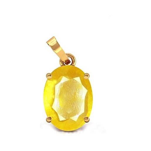 ArenaGems - ciondolo in zaffiro giallo naturale da 3,50 carati, con ciondolo in pietra pukhraj, 100% originale aaa qualità