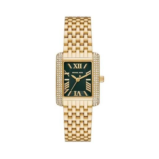 Michael Kors orologio emery da donna, movimento a tre lancette, acciaio inossidabile, cassa da 33 mm e bracciale in acciaio inossidabile, tono oro e verde scuro