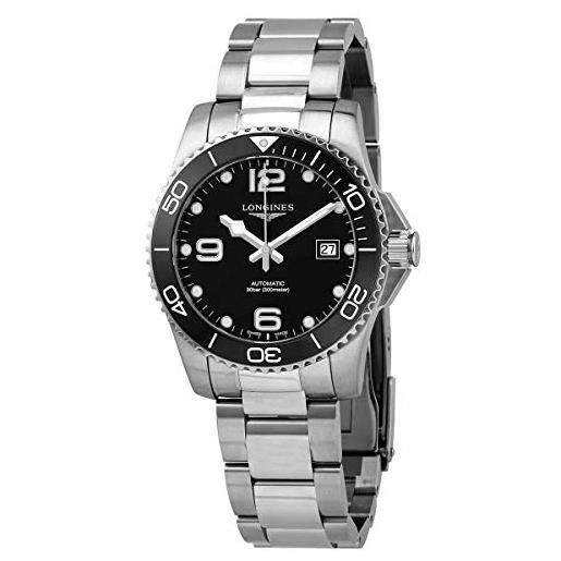 Longines hydroconquest l37814566 orologio da uomo automatico con lunetta in ceramica 41 mm, orologio subacqueo, moderno