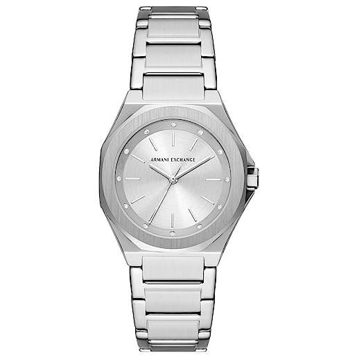 Armani Exchange orologio per le donne, movimento a tre lancette, orologio in acciaio inossidabile con cassa da 34 mm, argento (silver)