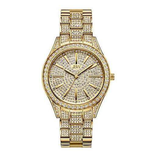 JBW luxury - orologio da polso da donna cristal-34 j6383 0,12 ctw 12 con bracciale in acciaio inox, 34 mm, oro, bracciale