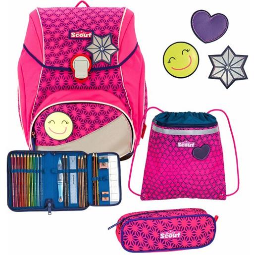 Scout alpha neon safety set di borse per la scuola 4 pezzi fucsia