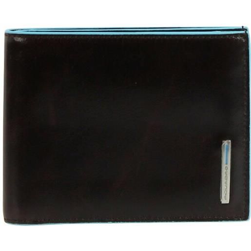 Piquadro portafoglio quadrato blu ii in pelle 12,5 cm marrone