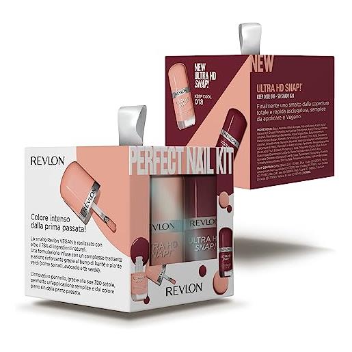 Revlon perfect nail kit esclusivo set regalo 2 smalti ultra hd snap!Formula 100% vegana con 75% di ingredienti naturali - colori keep cool e so shady