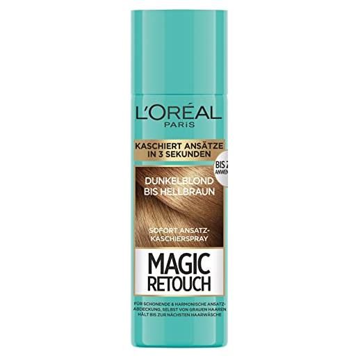 L'Oréal Paris spray per raddrizzamento in confezione xl per transizioni graduali e naturali, si avvolge fino al prossimo lavaggio dei capelli, magic retouch, biondo scuro a marrone chiaro, 150 ml